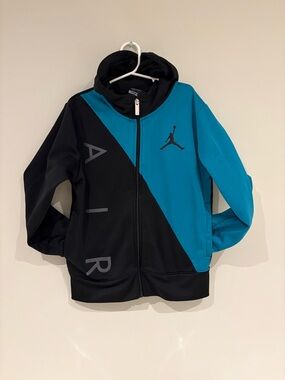 Jordan Youth Black and Teal Colorblock Full-Zip Hoodie